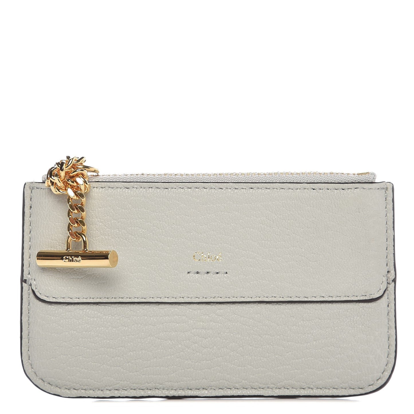 Grained Calfskin Drew Card Holder Airy Grey