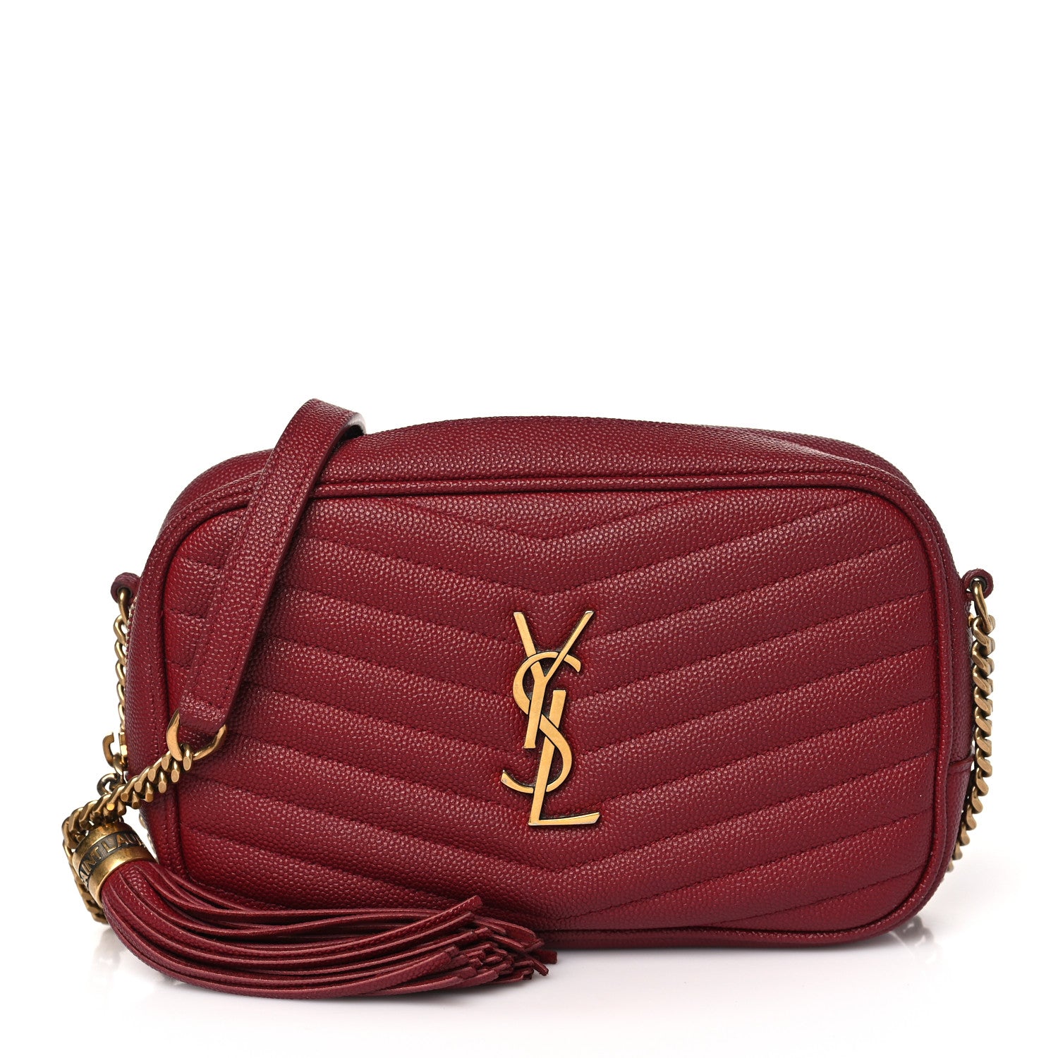 Saint Laurent Grain De Poudre Matelasse Monogram Mini Lou Camera Bag Opyum Red 1 of 9