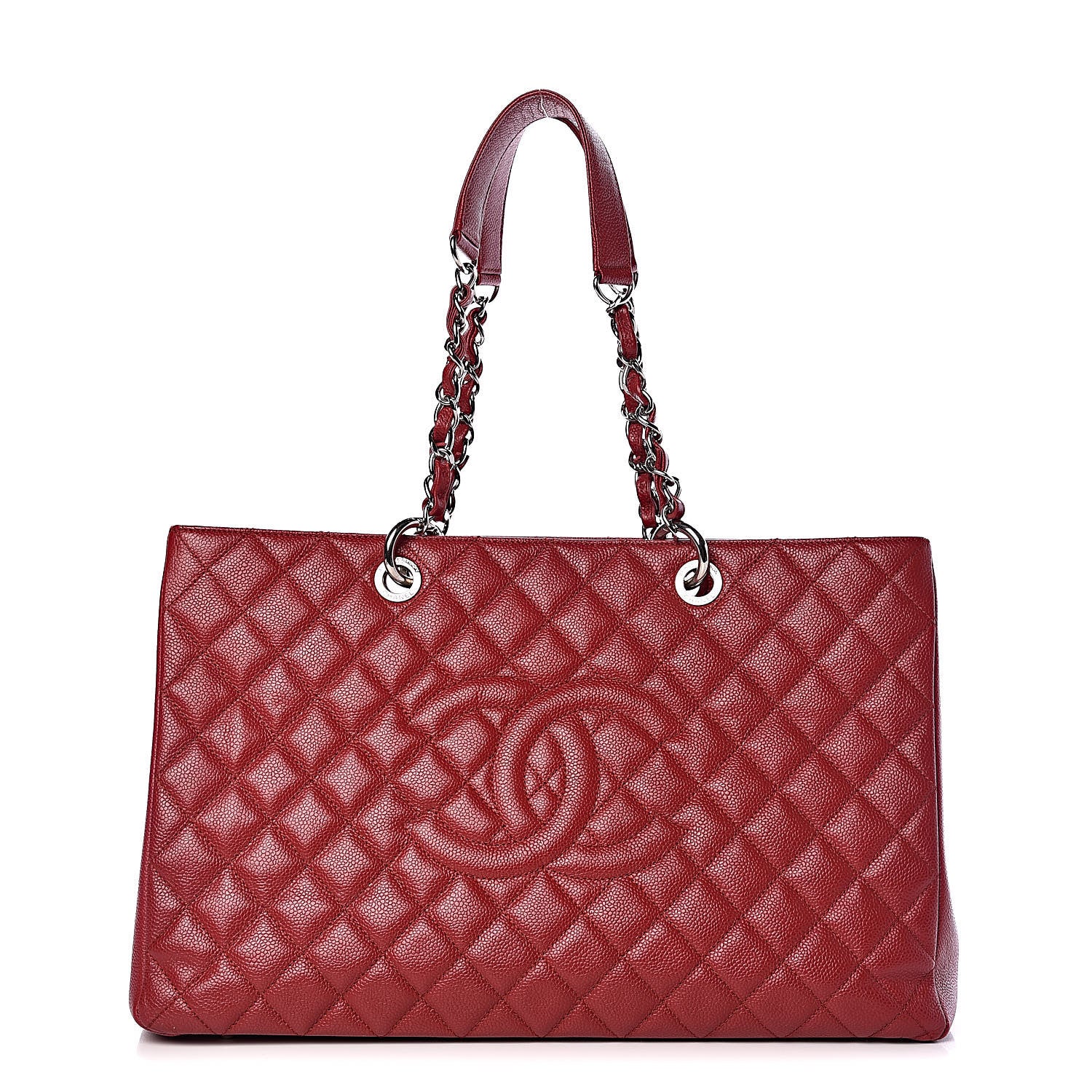 Chanel Caviar Quilted XL Grand Shopping Tote GST Red 1 of 14