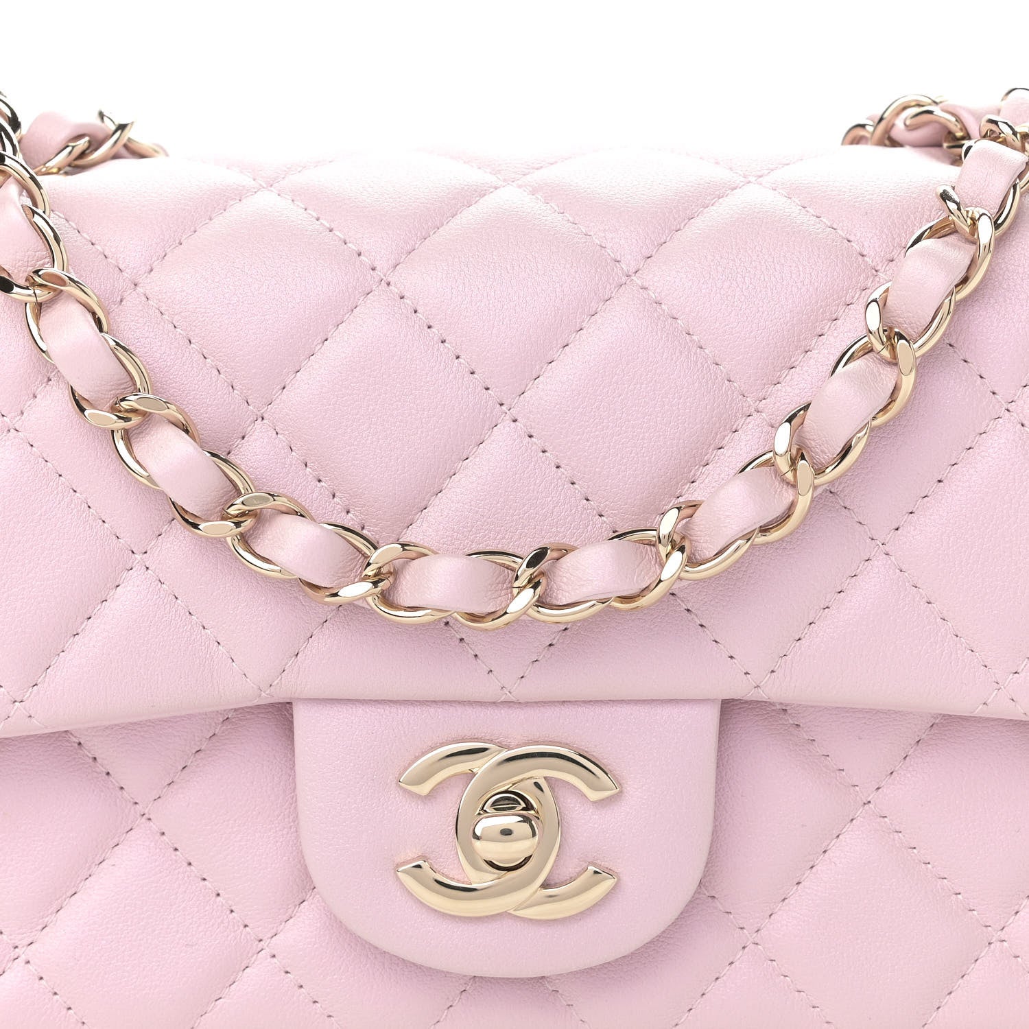 Chanel Iridescent Calfskin Quilted Mini Rectangular Flap Light Pink 10 of 11
