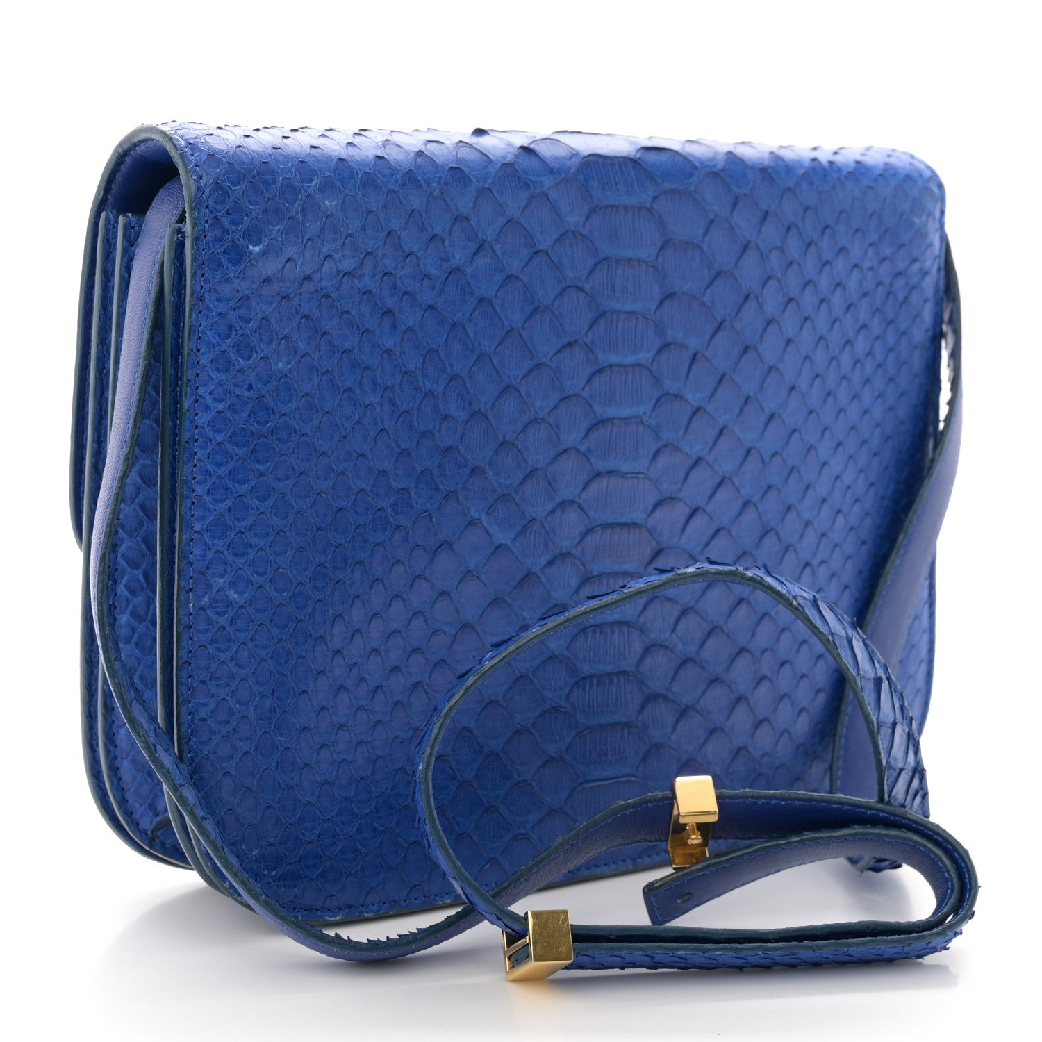 Celine Snakeskin Medium Classic Box Flap Blue 3 of 14