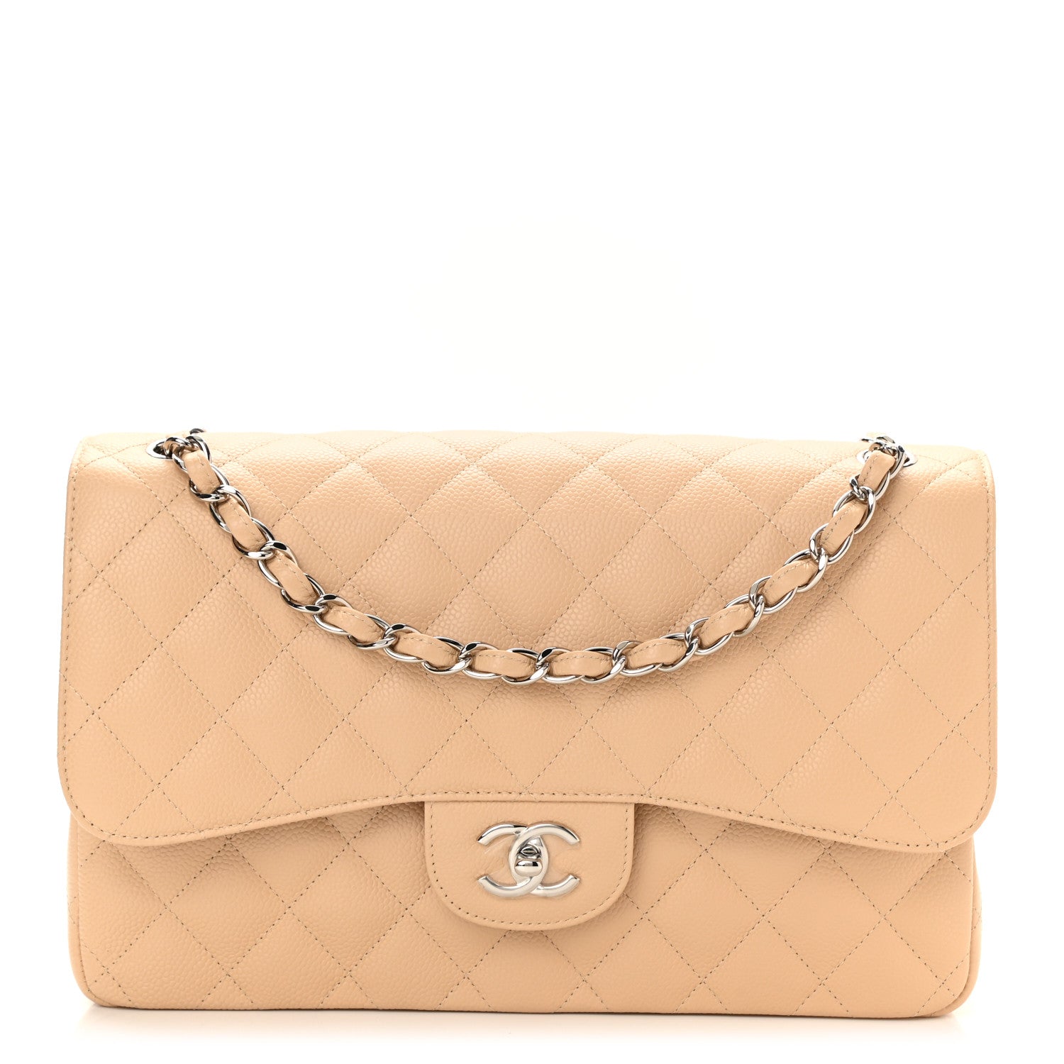 Chanel Caviar Quilted Jumbo Double Flap Beige 1 of 9