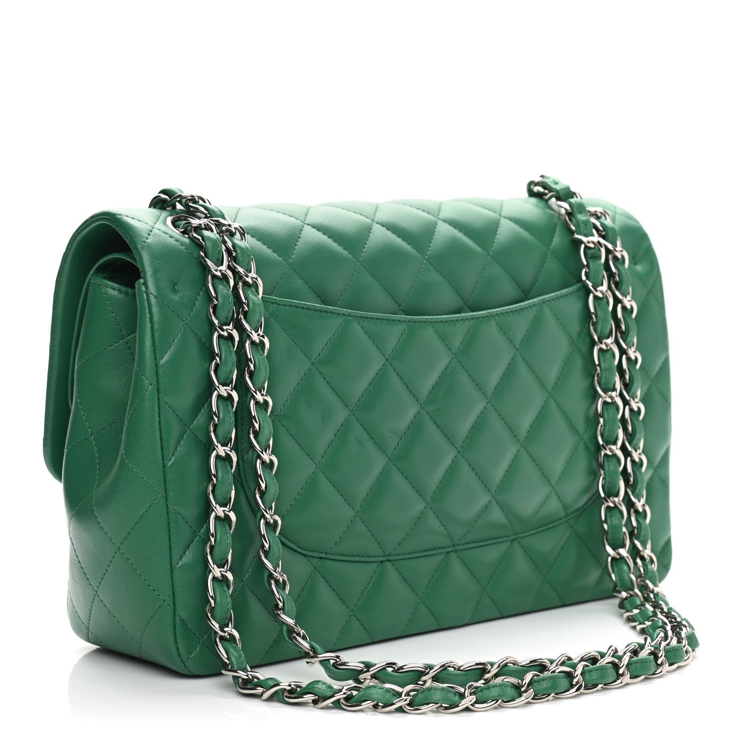 Chanel Lambskin Quilted Jumbo Double Flap Green 2 of 11