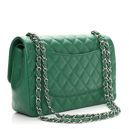 Chanel Lambskin Quilted Jumbo Double Flap Green 2 of 11