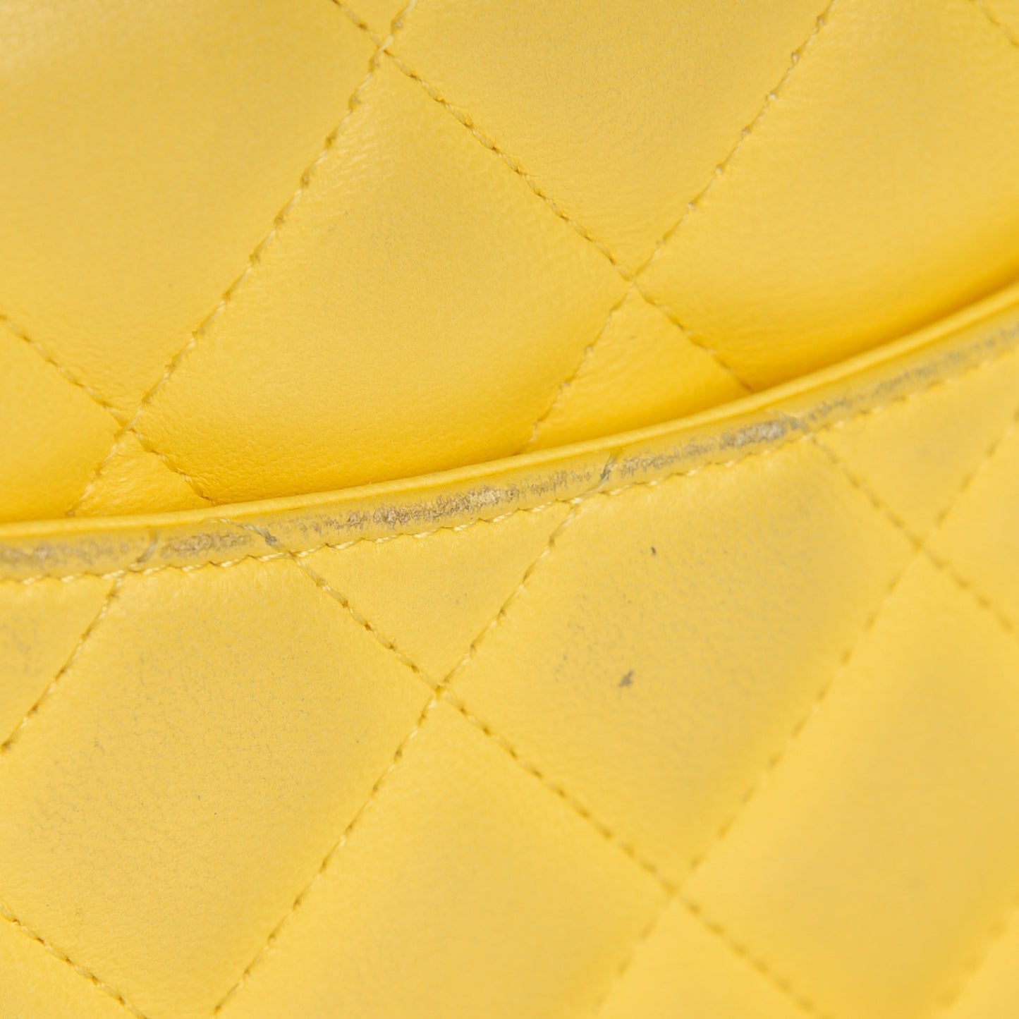 Lambskin Quilted Wallet on Chain WOC Yellow