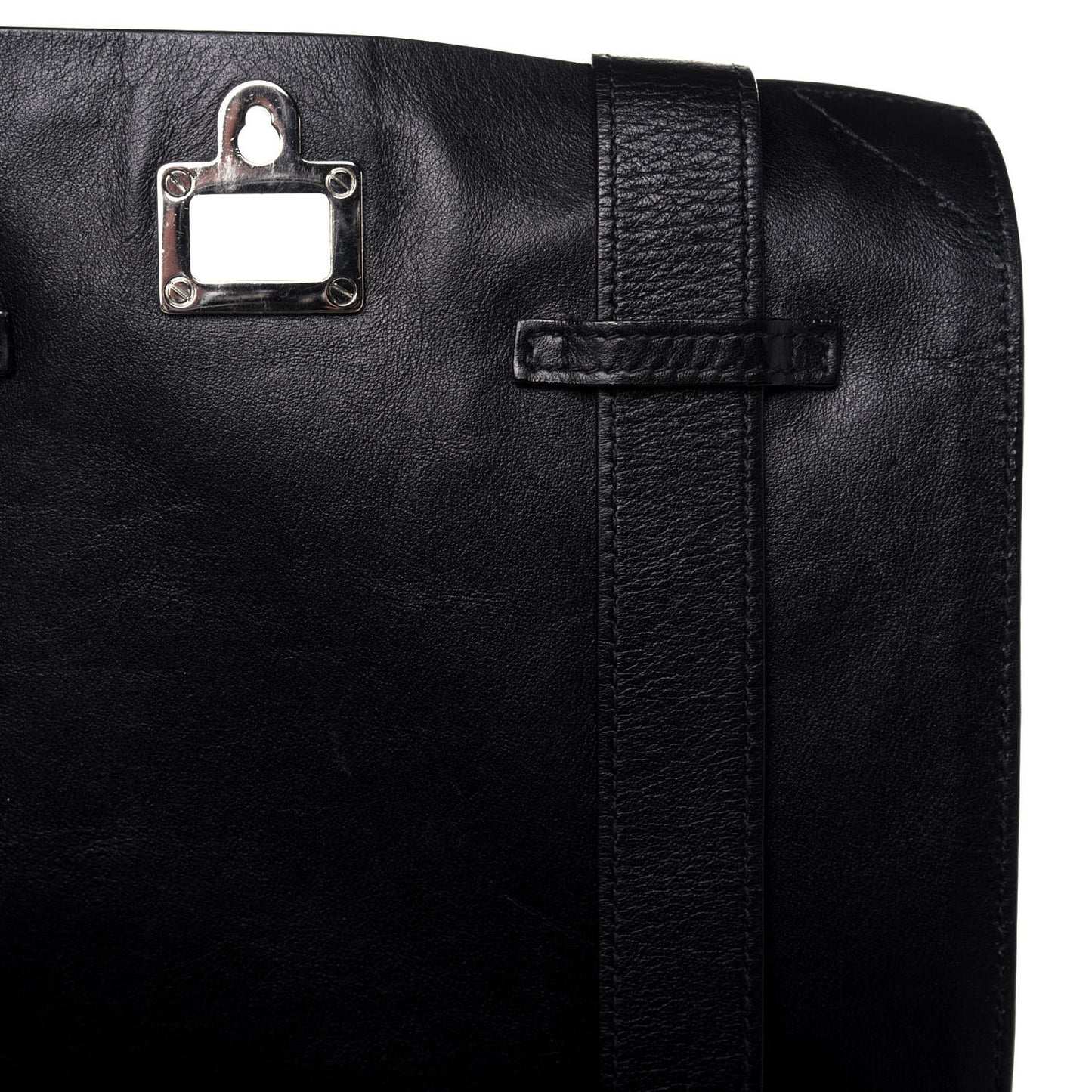 Pebbled Calfskin Small PS Courier Backpack Black