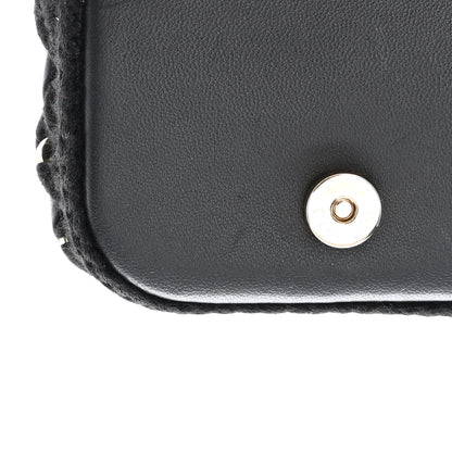 Chanel Calfskin Crochet Embroidered Quilted Mini Clutch with Chain Black 12 of 18