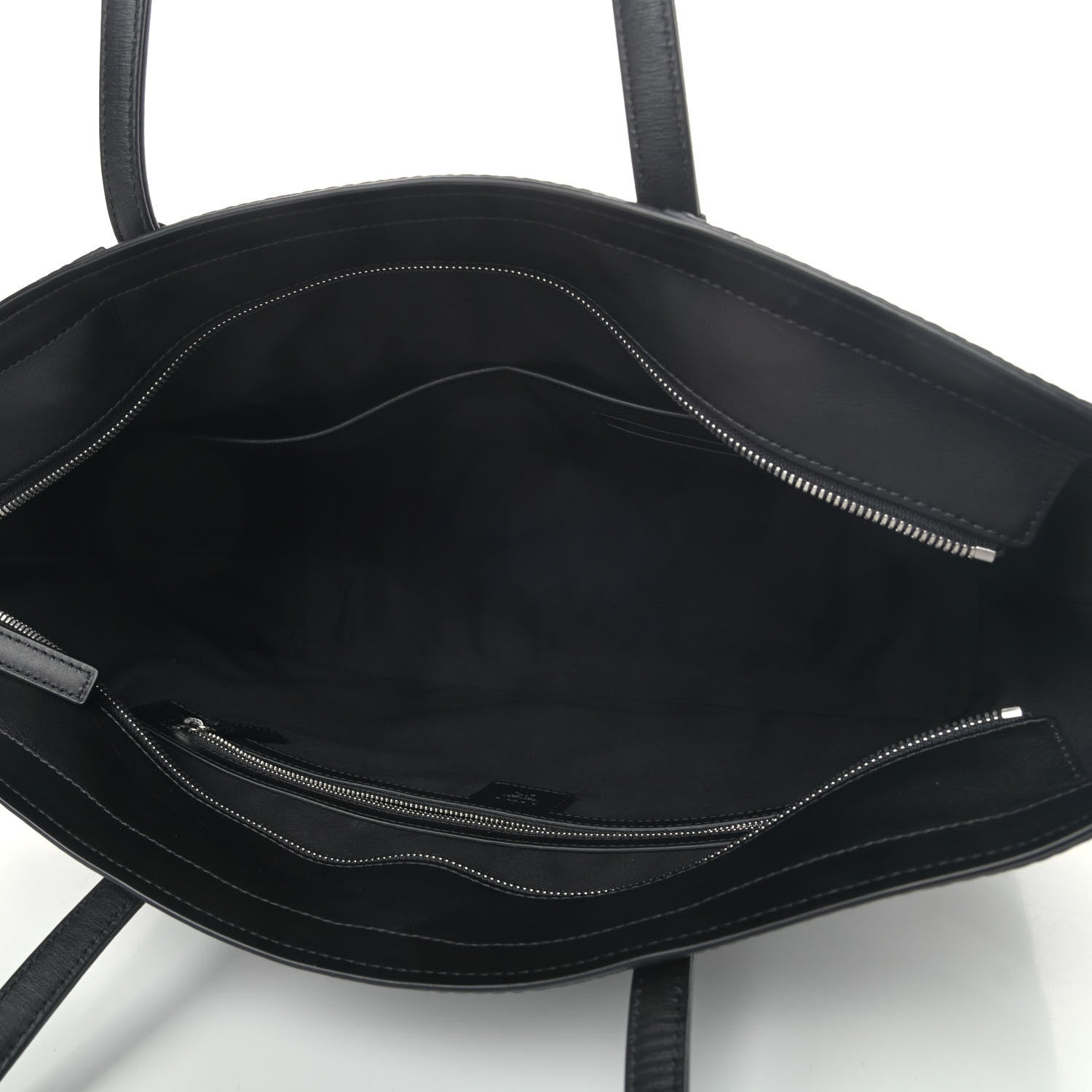 MCM Metallic Visetos Striped Medium Anya Shopper Tote Black Silver 4 of 4