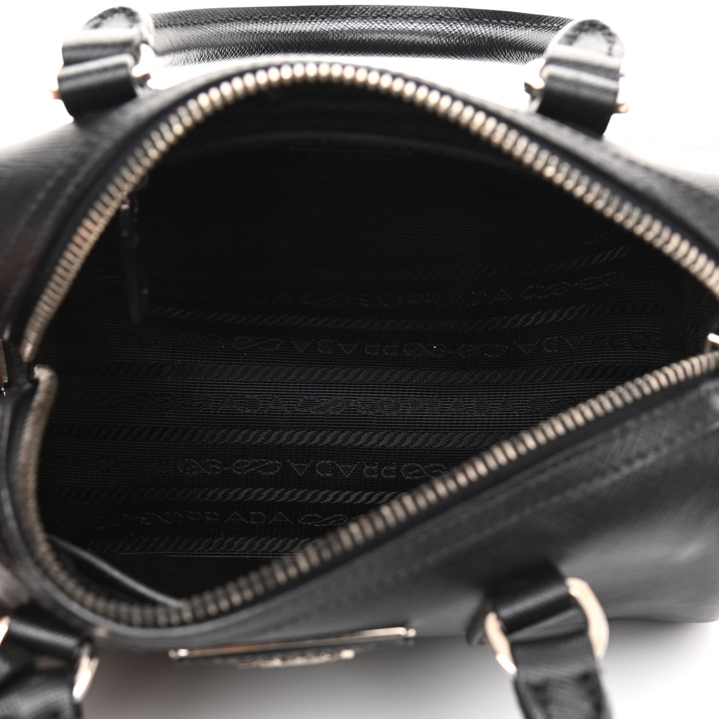 Saffiano Lux Mini Convertible Bowler Black White