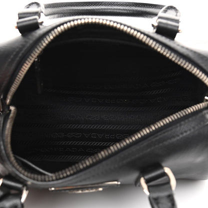 Prada Saffiano Lux Mini Convertible Bowler Black White 5 of 11
