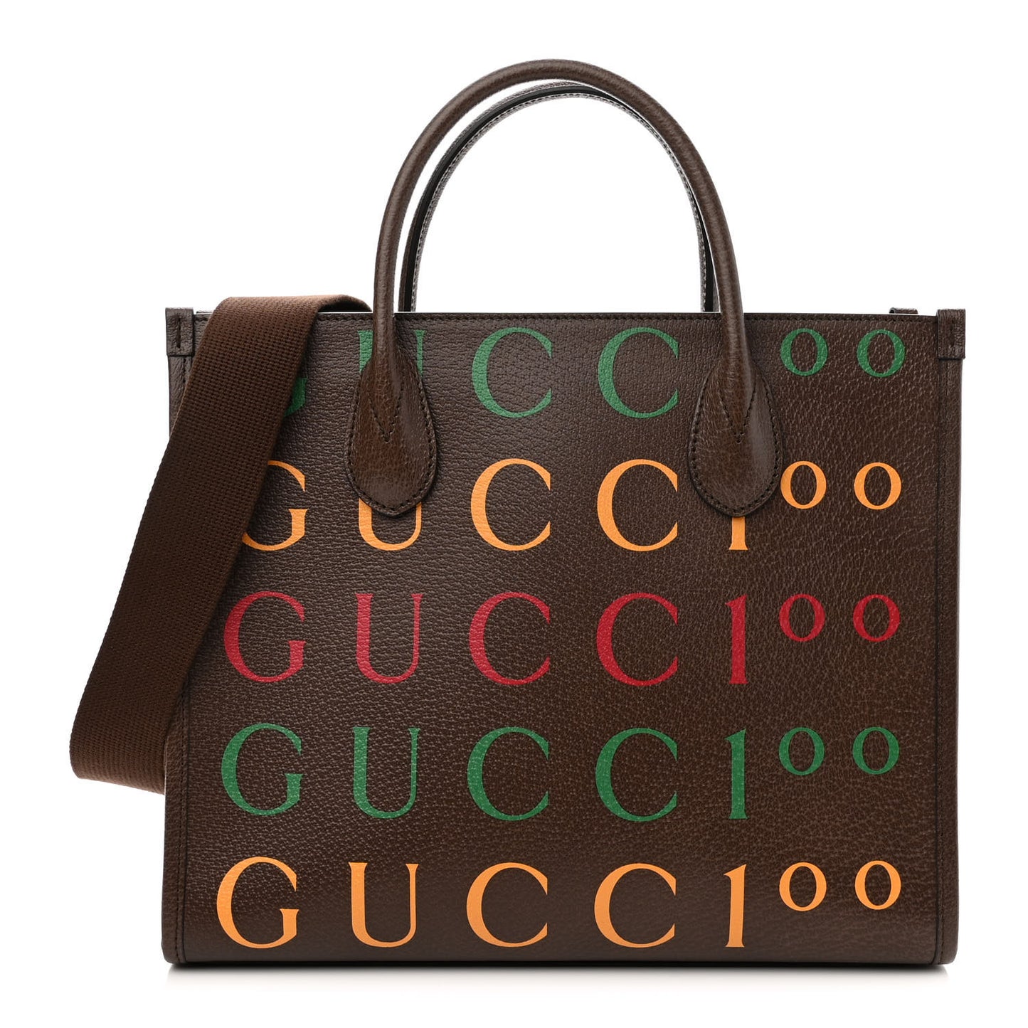 Textured Dollar Calfskin Gucci 100 Small Tote Bag New Acero Multicolor