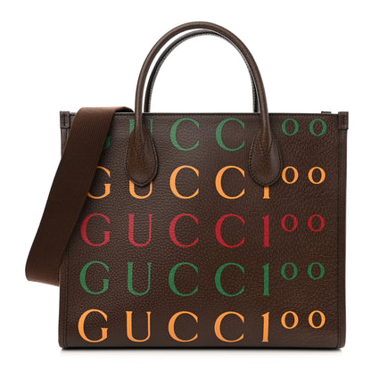 Gucci Textured Dollar Calfskin Gucci 100 Small Tote Bag New Acero Multicolor 1 of 11