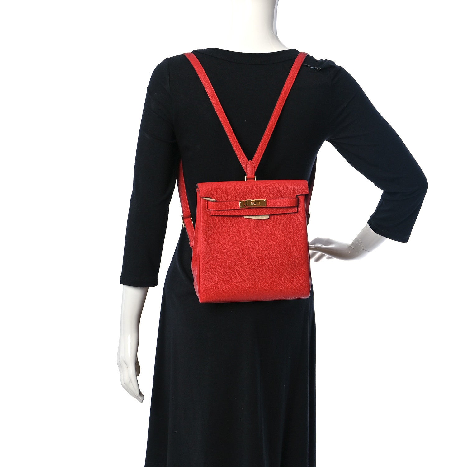 Hermes Taurillon Clemence Kelly Ado Backpack Rouge Casaque 3 of 10