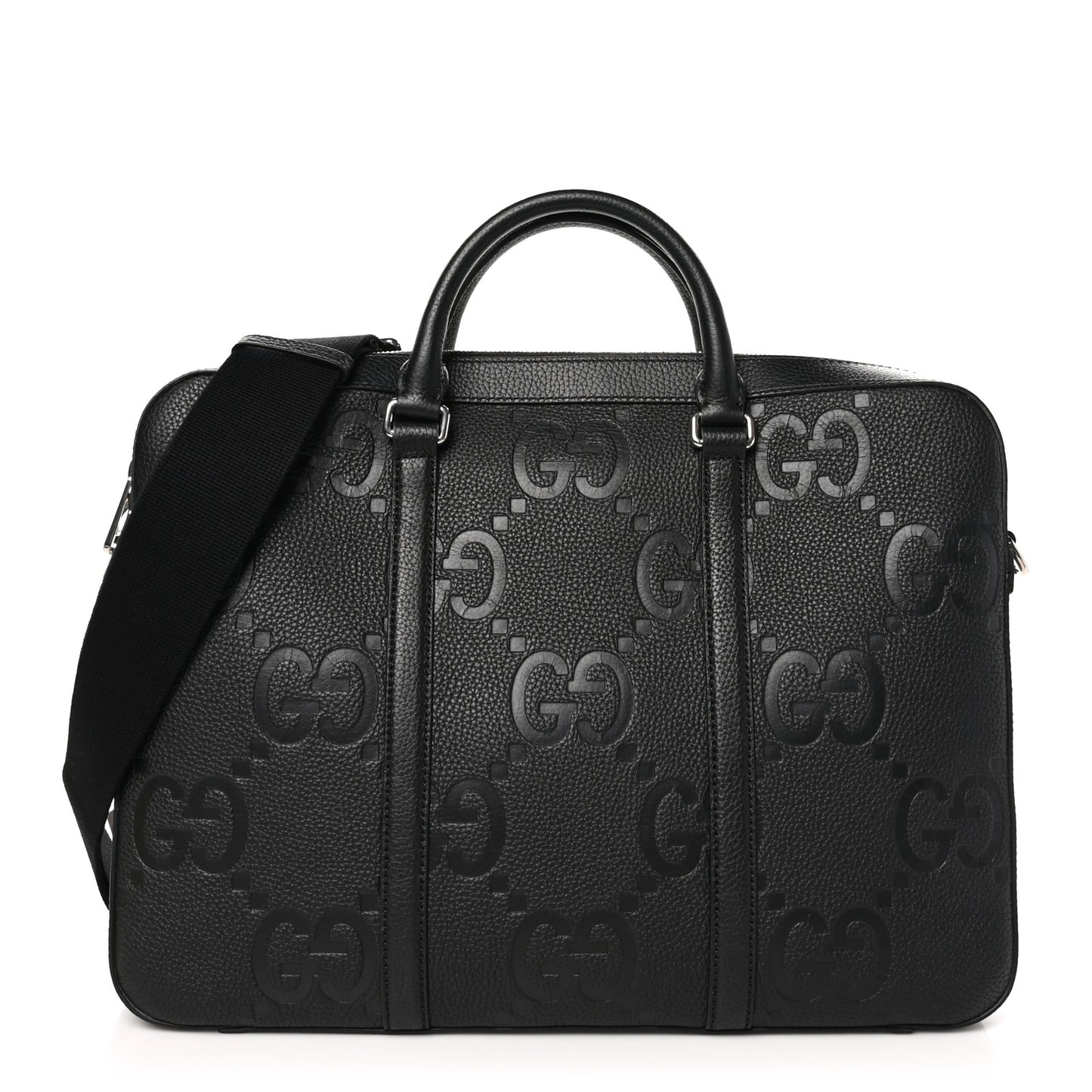 Piuma Calfskin Jumbo GG Embossed Briefcase Black