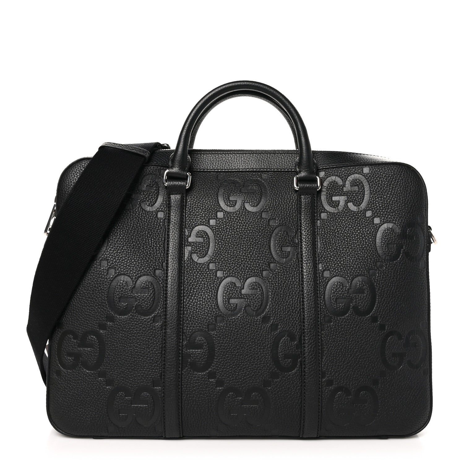 Gucci Piuma Calfskin Jumbo GG Embossed Briefcase Black 1 of 10