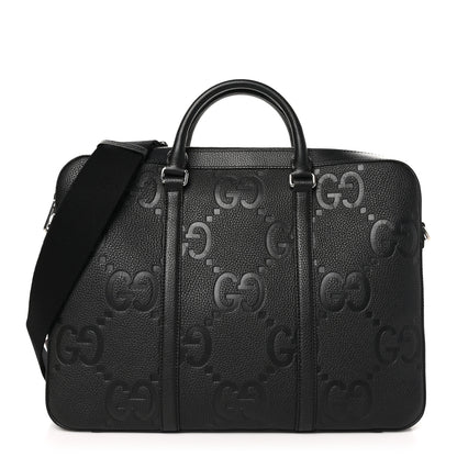 Gucci Piuma Calfskin Jumbo GG Embossed Briefcase Black 1 of 10
