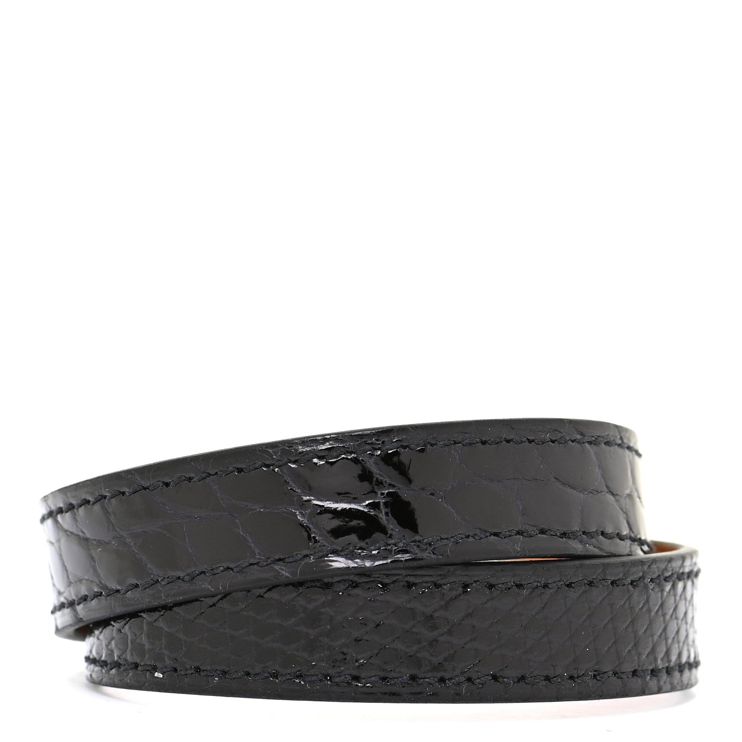 Hermes Shiny Alligator Lizard Kelly Double Tour Bracelet T2 Black 3 of 9