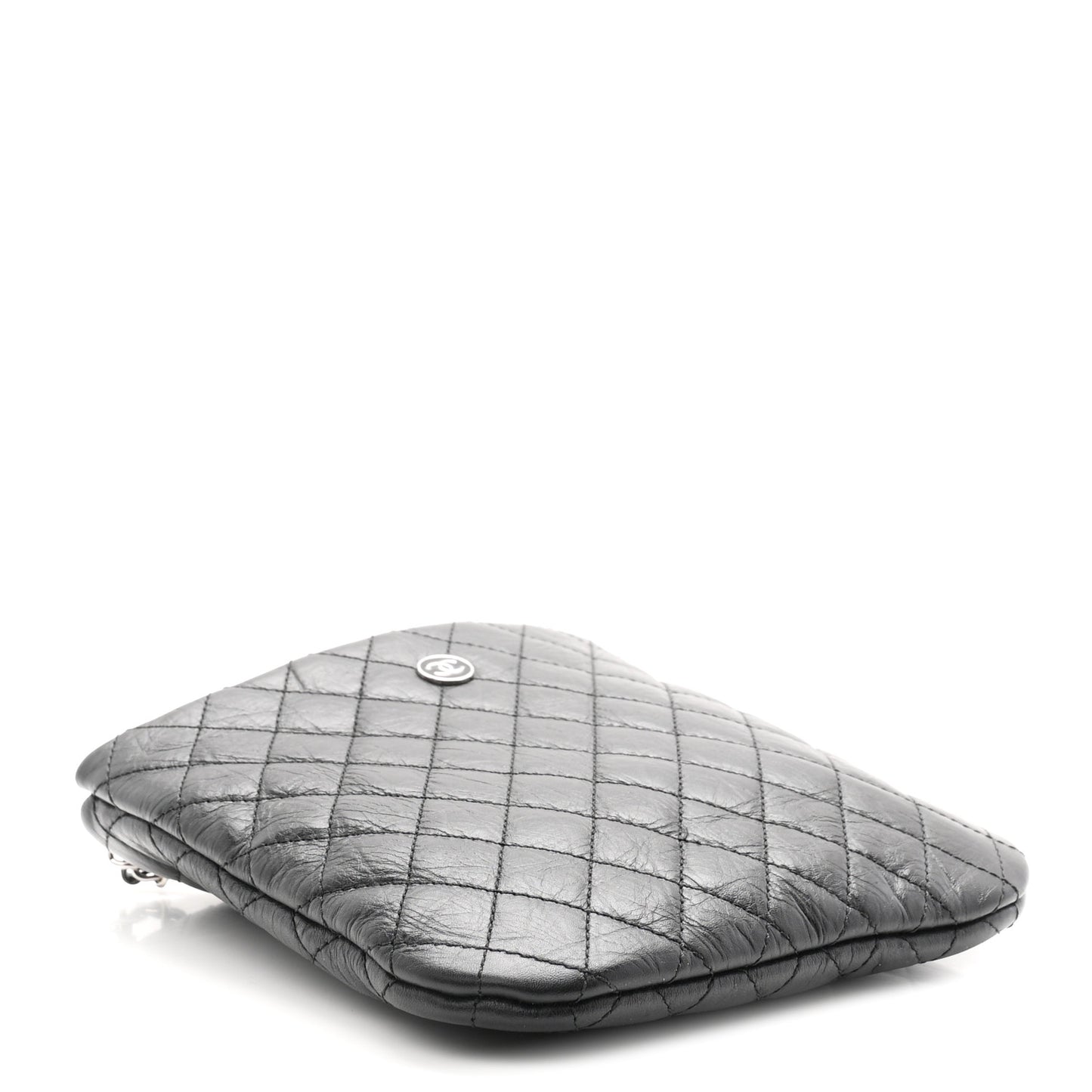 Aged Calfskin Quilted Crossbody Bag Black
