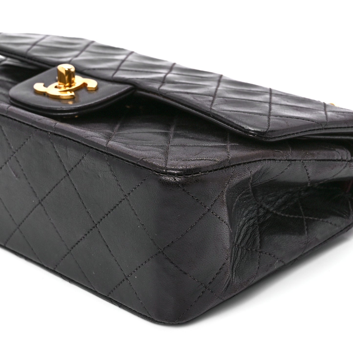 Lambskin Quilted Small Double Flap Black