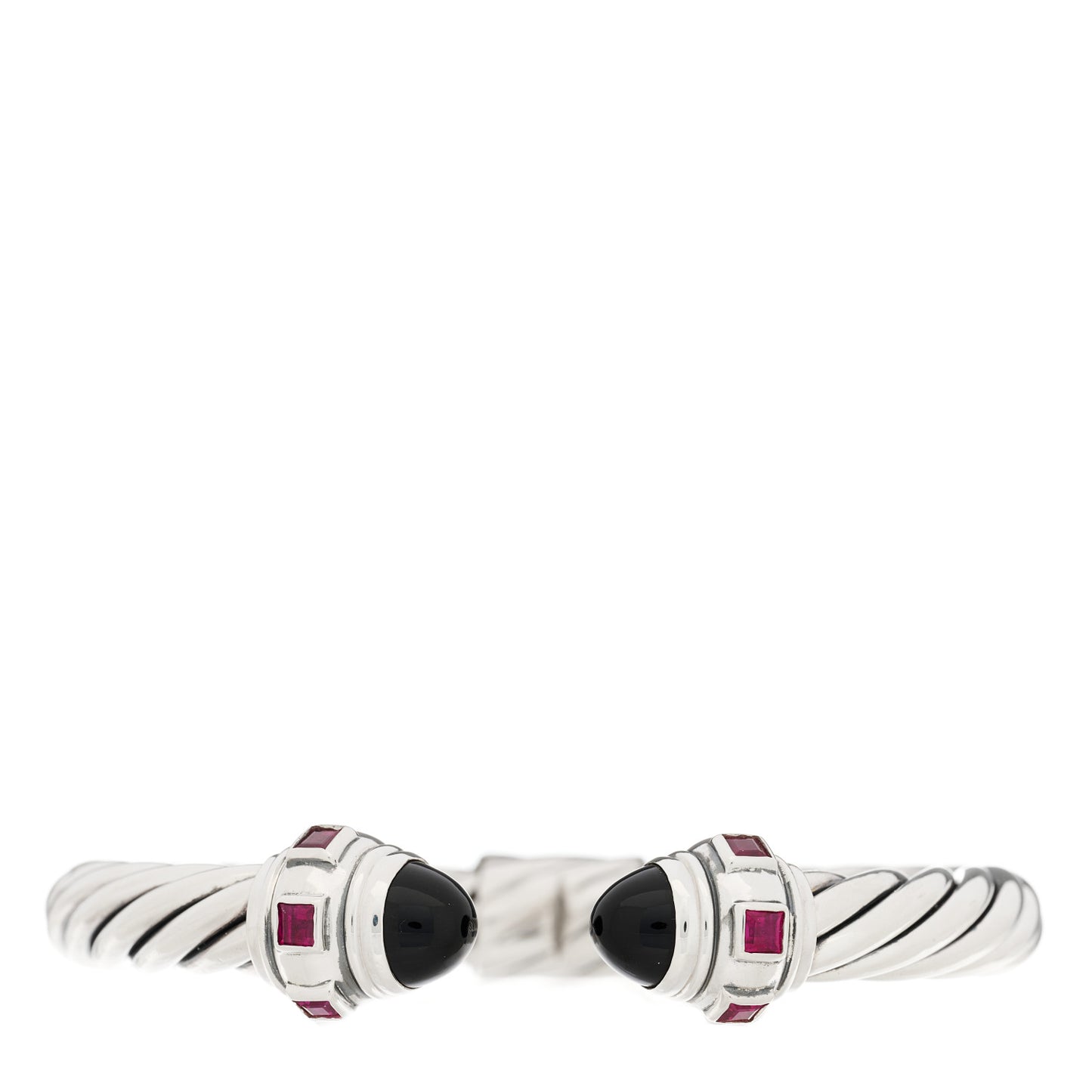Sterling Silver Black Onyx Ruby 8mm Cable Renaissance Bracelet