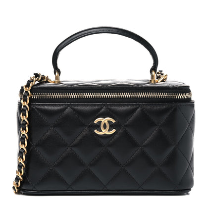 Chanel Lambskin Quilted Small Top Handle Vanity Case With Chain Black 1 of 4