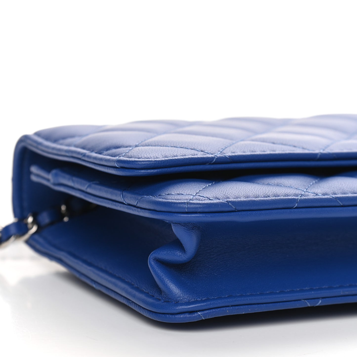 Lambskin Quilted Wallet On Chain WOC Blue