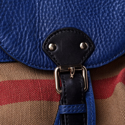 Burberry Grainy Calfskin Jute Mega Check Girls Mini Backpack Blue 10 of 11