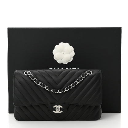 Chanel Calfskin Chevron Quilted Medium Double Flap Black 12 of 12