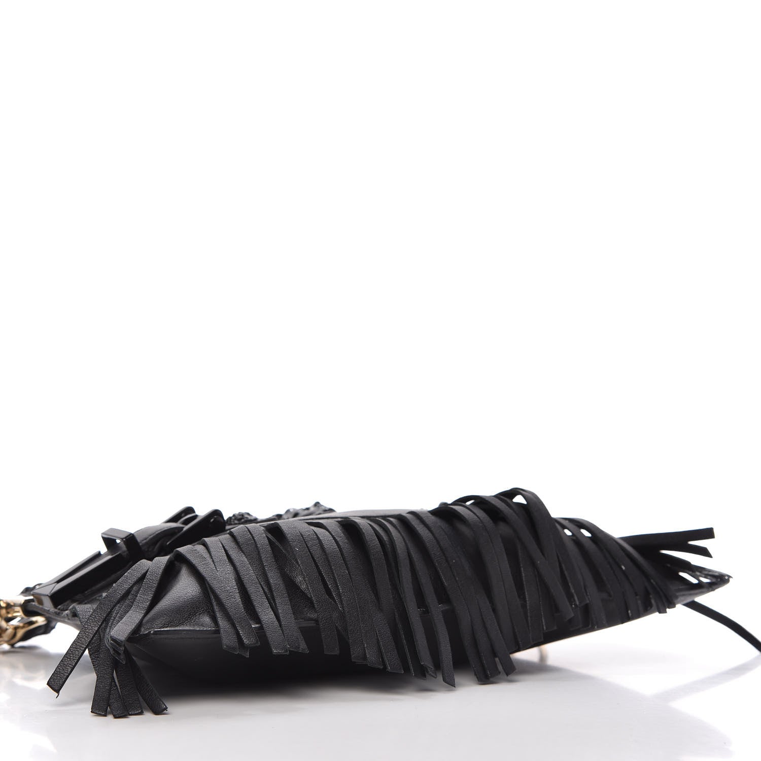 Versace Calfskin Palazzo Fringe Crossbody Bag Black 4 of 9