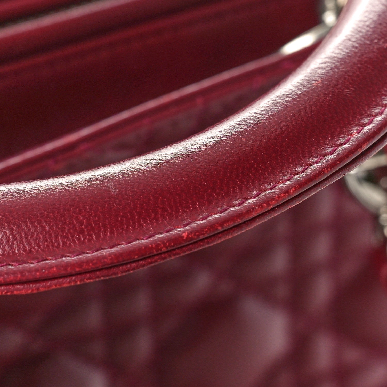 Christian Dior Lambskin Cannage Large Lady Dior Burgundy 13 of 14