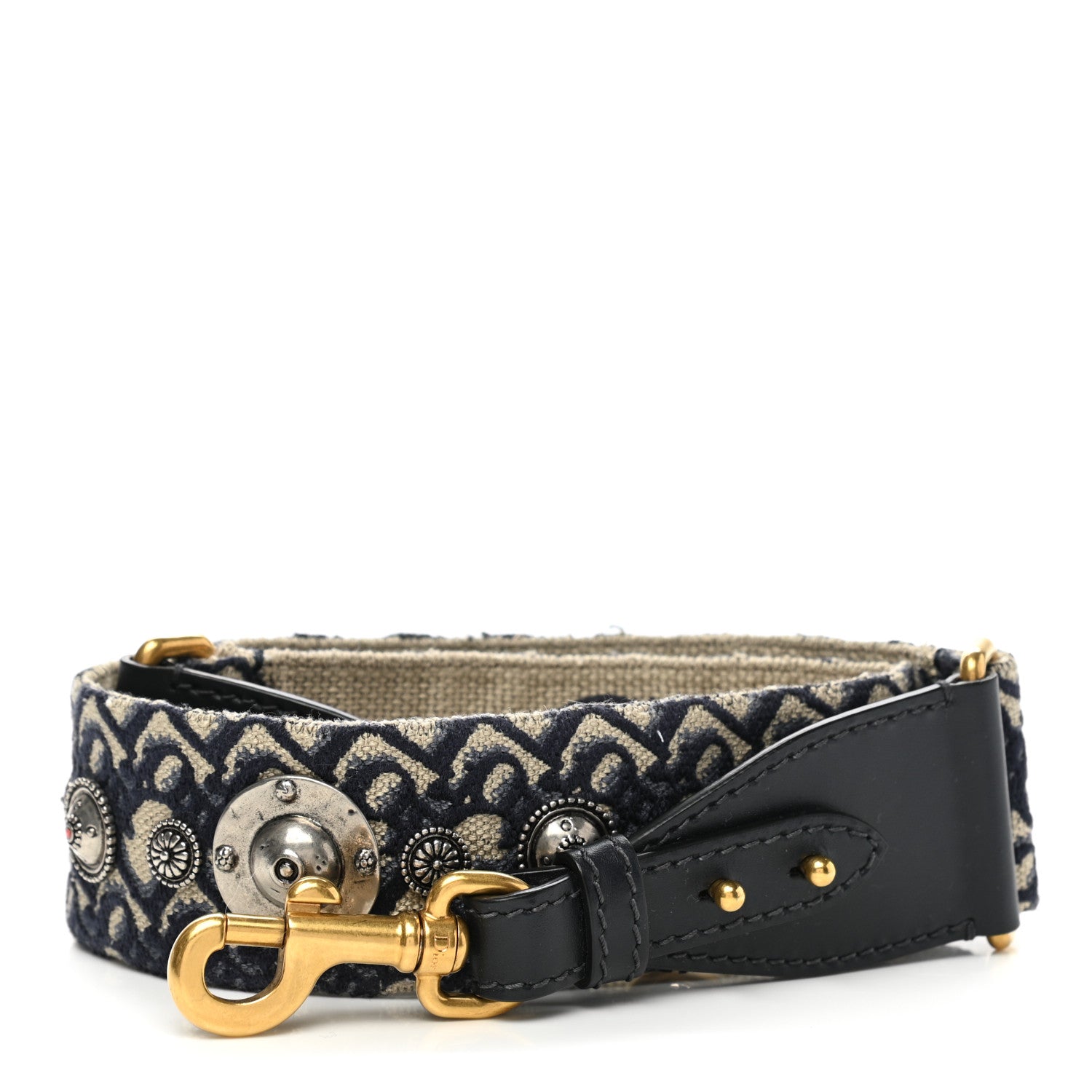 Christian Dior Oblique Studded Shoulder Strap Blue 1 of 6