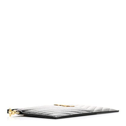 Saint Laurent Grain De Poudre Chevron Monogram Large Bill Pouch Black 4 of 14