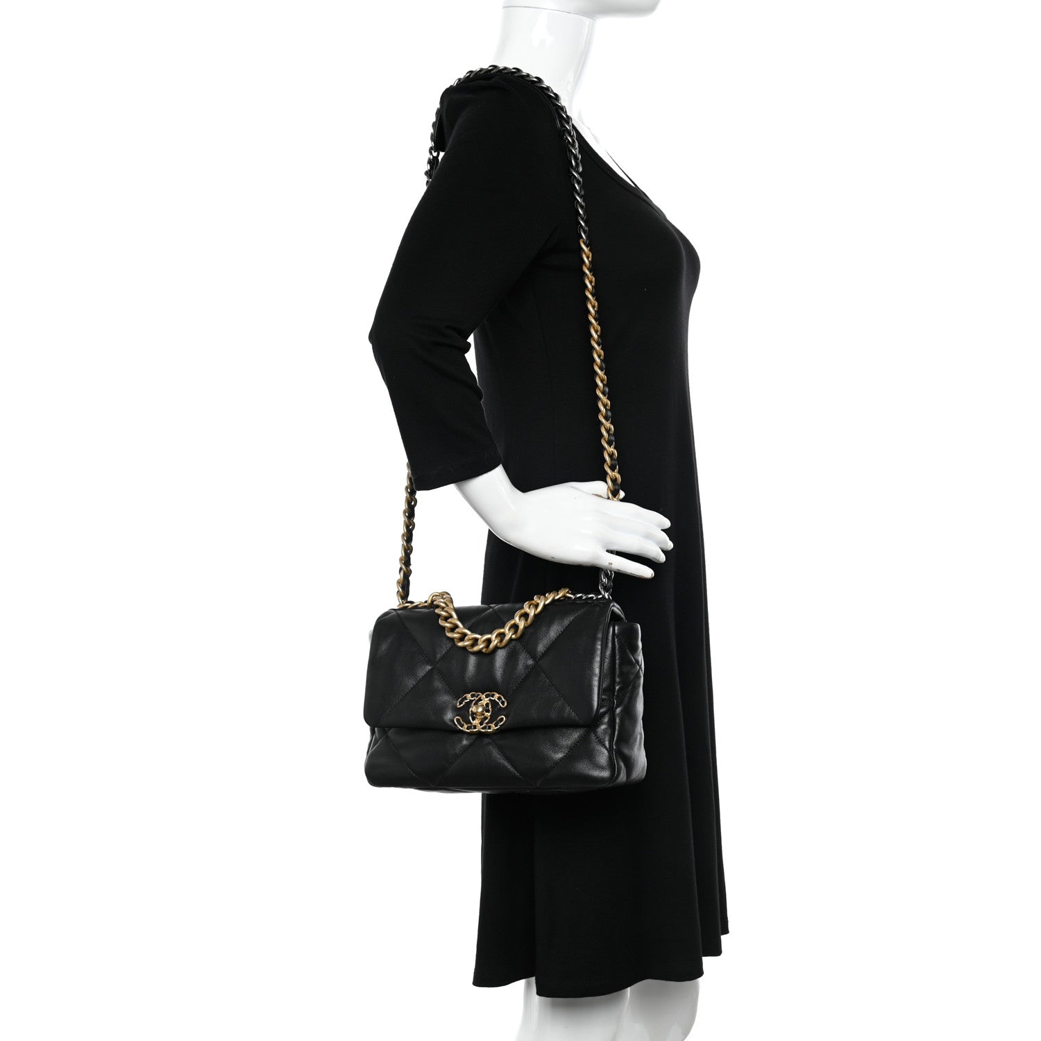 Chanel Lambskin Quilted Medium Chanel 19 Flap Black 2 of 10