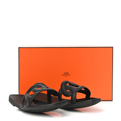 Hermes Rubber Aloha Sandals 38 Black 9 of 9