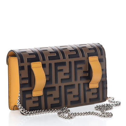 Fendi Vitello Liberty F is Fendi Bi-Color FF 1974 Embossed Envelope Belt Bag Maya Black Zucca 6 of 12