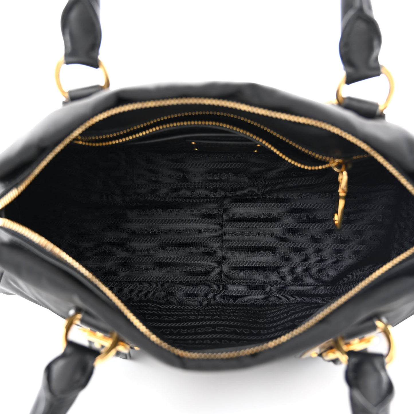 Tessuto Nylon Soft Calfskin Shopping Satchel Black