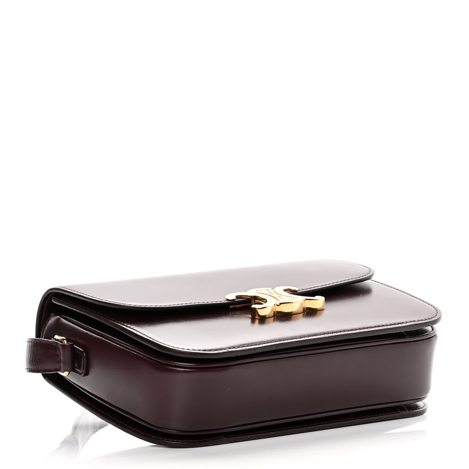 Celine Shiny Calfskin Medium Triomphe Burgundy 4 of 14