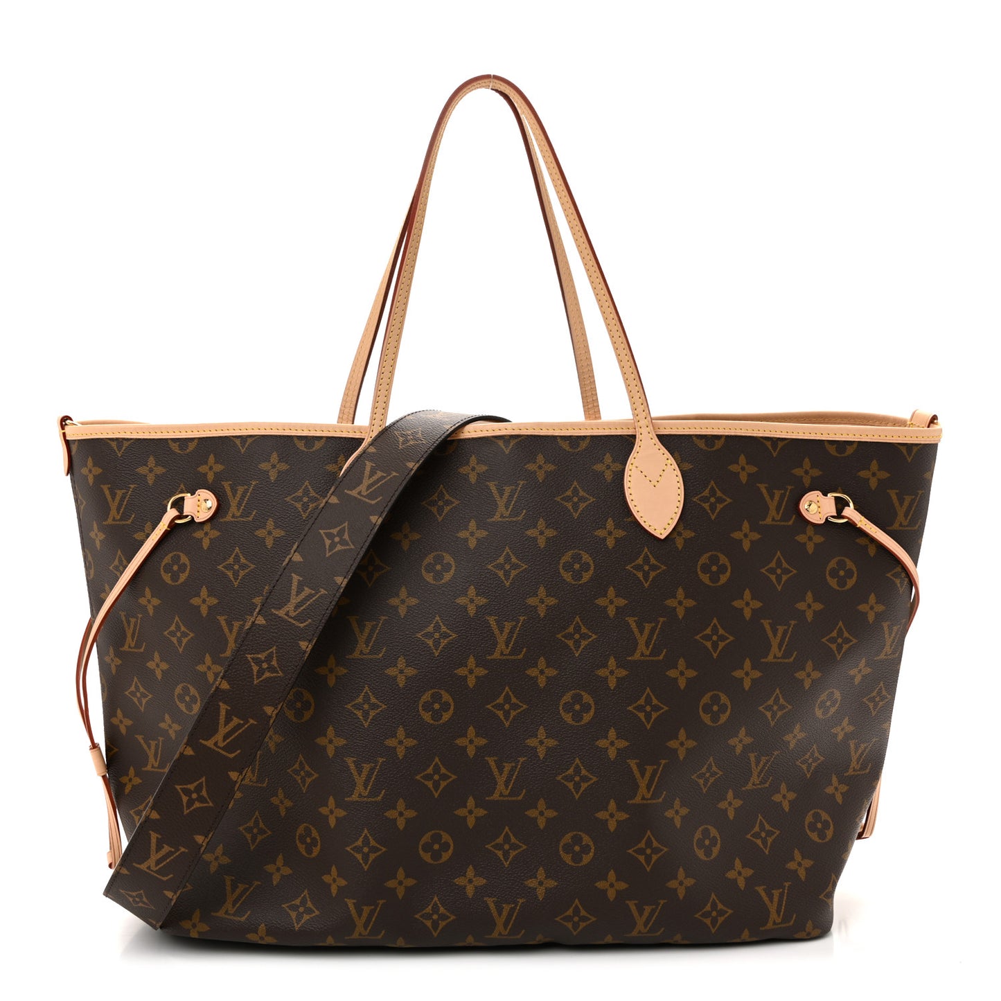 Monogram Stamped Inside Out Neverfull Bandouliere GM Beige