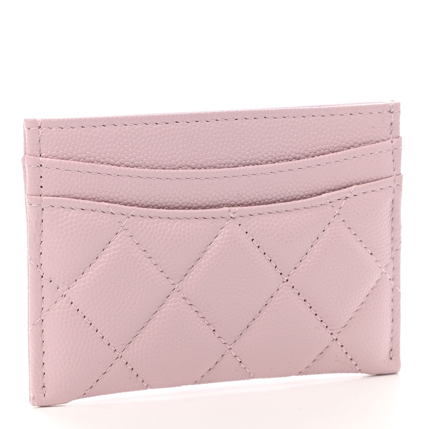 Caviar Quilted Card Holder Light Pink