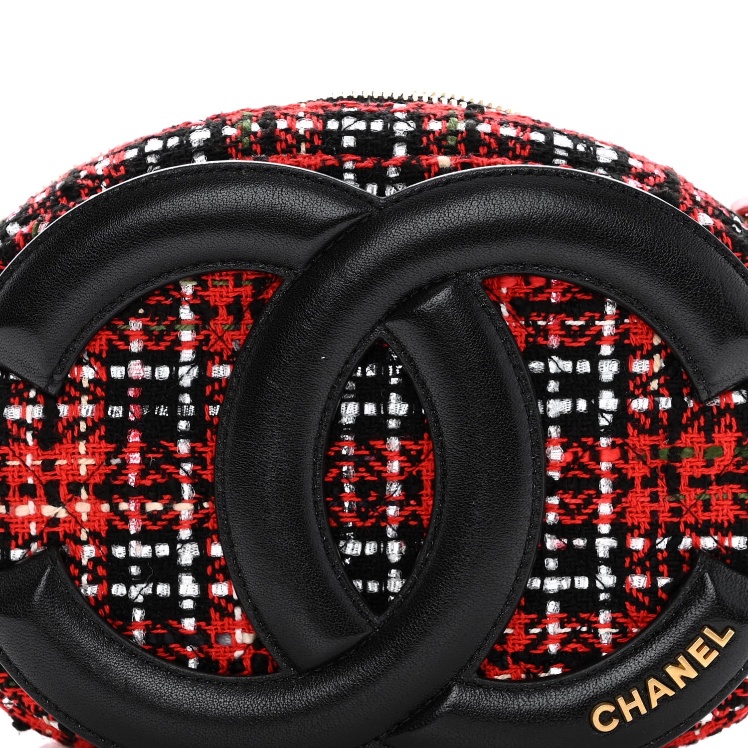 Chanel Tweed Lambskin Quilted Coco Midnight Camera Case Red Black 8 of 12