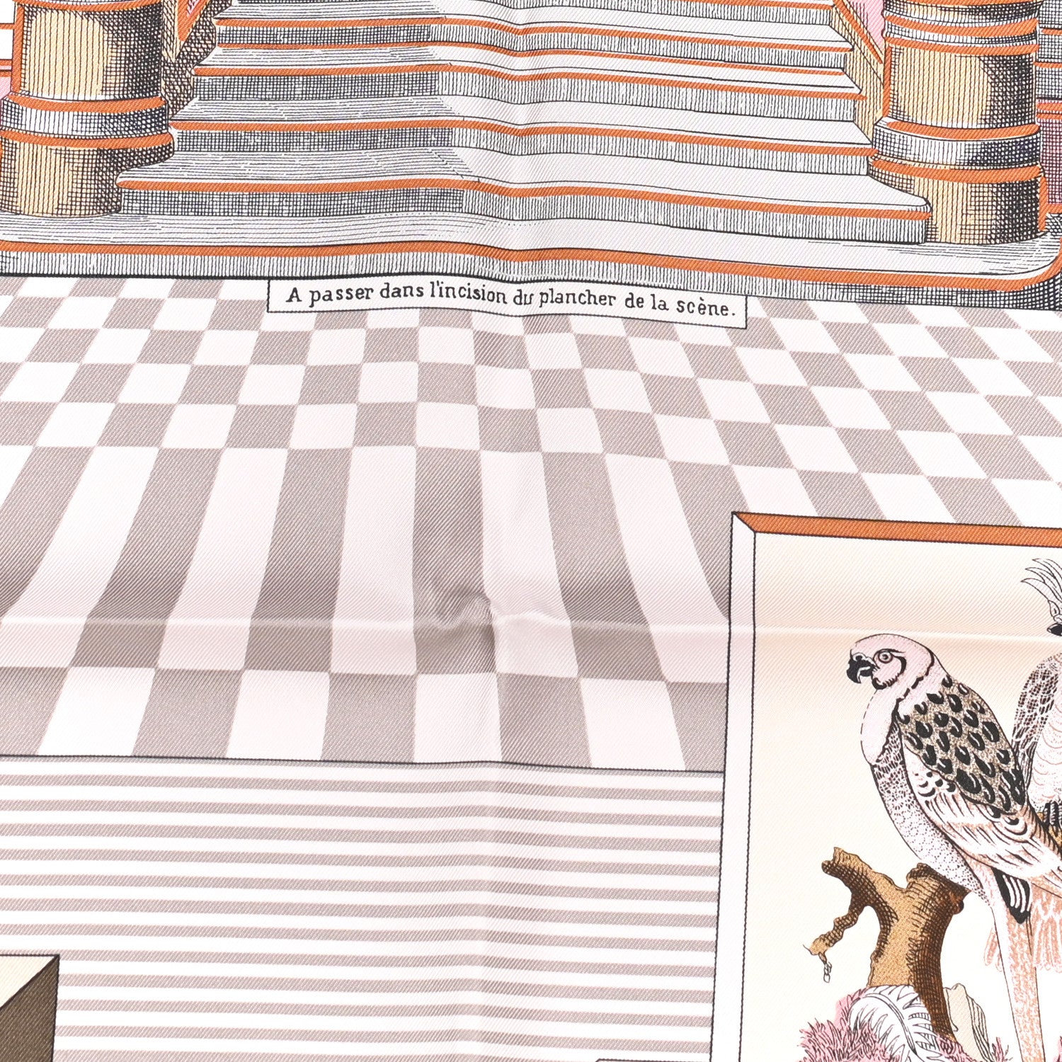 Hermes Silk Grand Theatre Nouveau Scarf 90 Rose Pale Etoupe 6 of 8