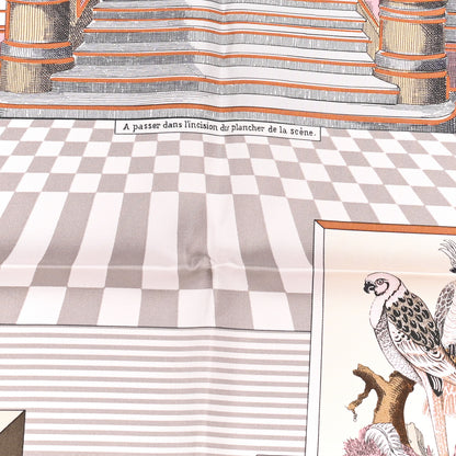 Hermes Silk Grand Theatre Nouveau Scarf 90 Rose Pale Etoupe 6 of 8