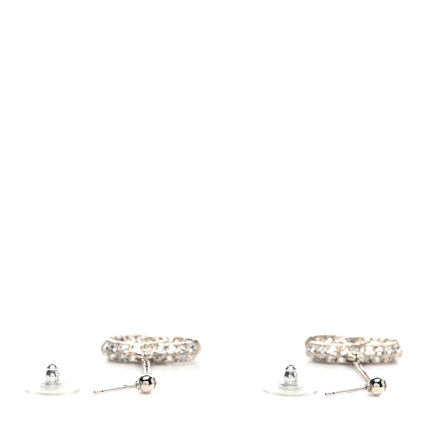 Baguette Crystal CC Drop Earrings Silver