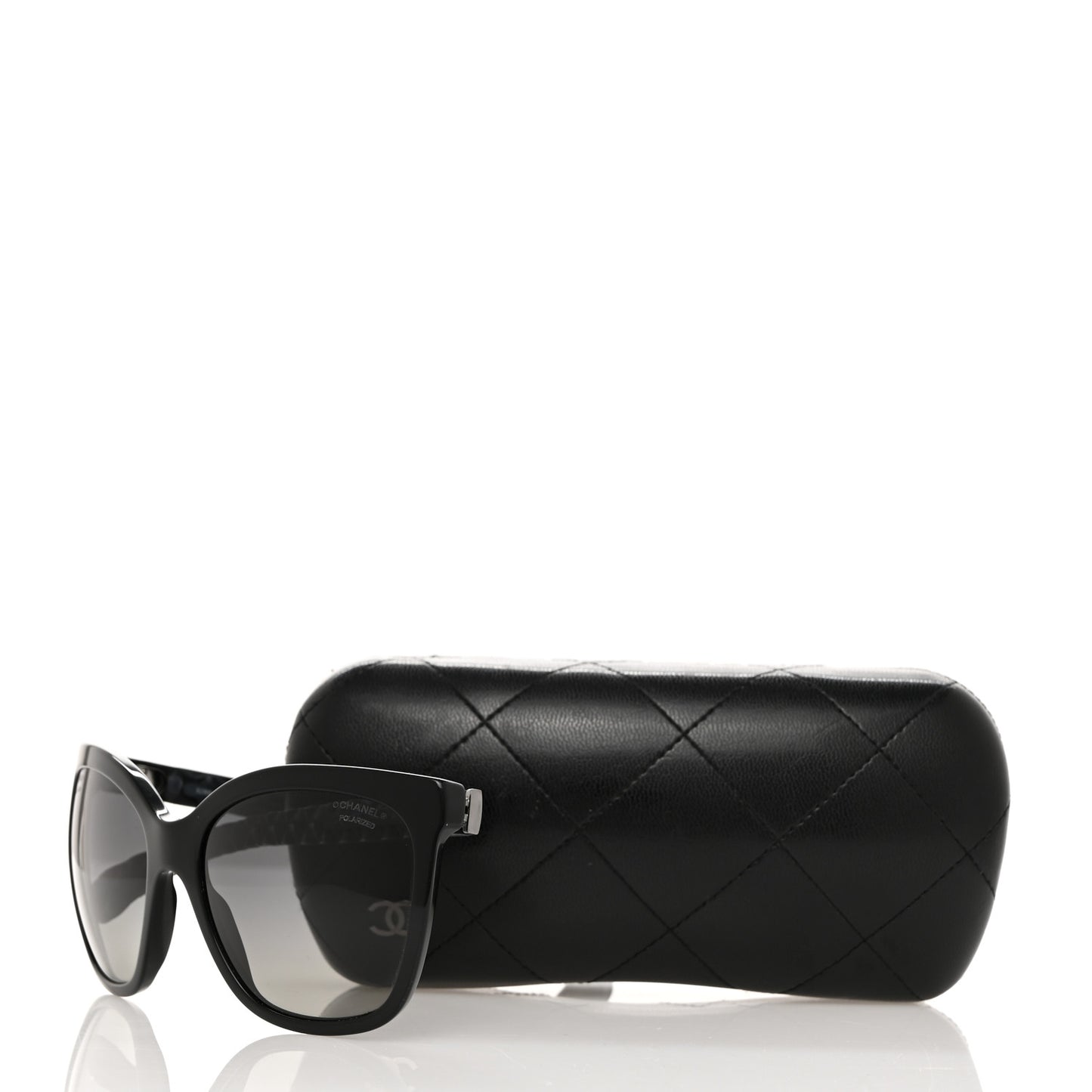Acetate Quilted Polarized Butterfly CC Sunglasses 5288-Q Black