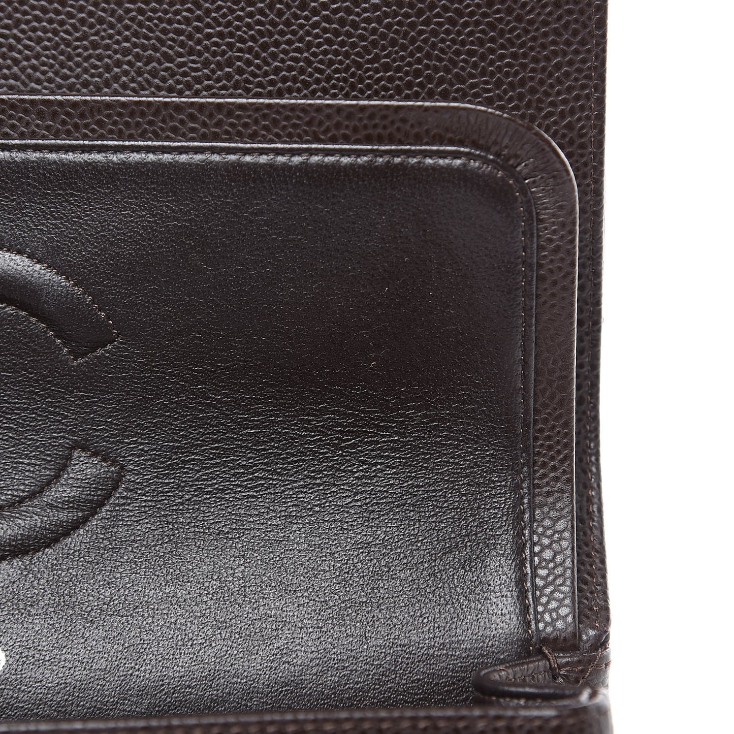 Caviar Quilted Medium Double Flap Brown