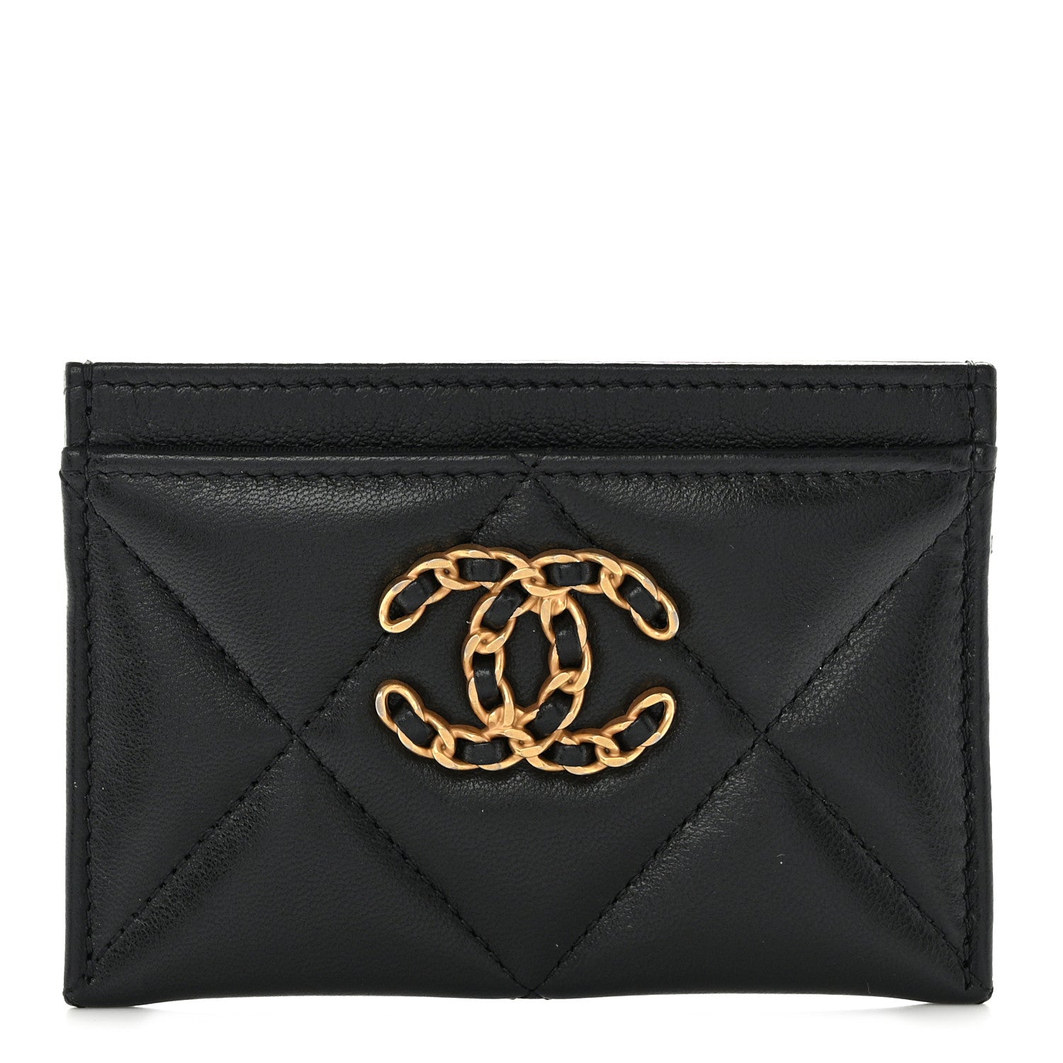 Chanel Lambskin Quilted Chanel 19 Card Holder Black 1 of 11