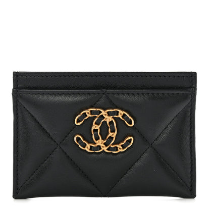 Chanel Lambskin Quilted Chanel 19 Card Holder Black 1 of 11