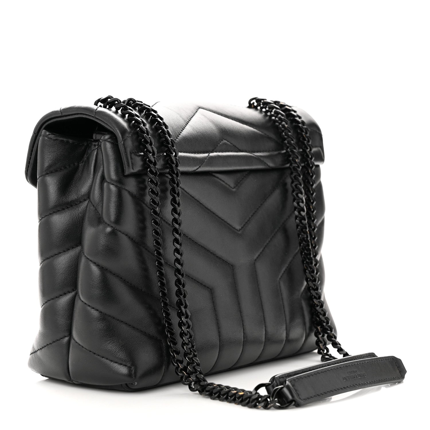 Saint Laurent Calfskin Y Quilted Monogram Monochrome Small Loulou Chain Satchel Black 3 of 11