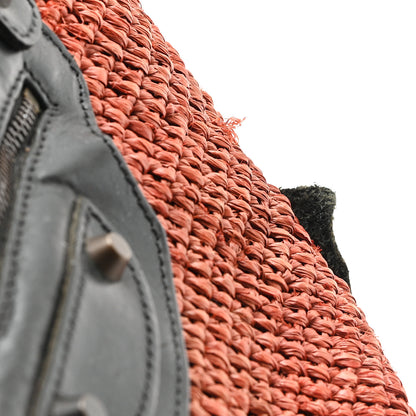 Balenciaga Raffia Calfskin Panier Basket Tote Brown Black 11 of 11