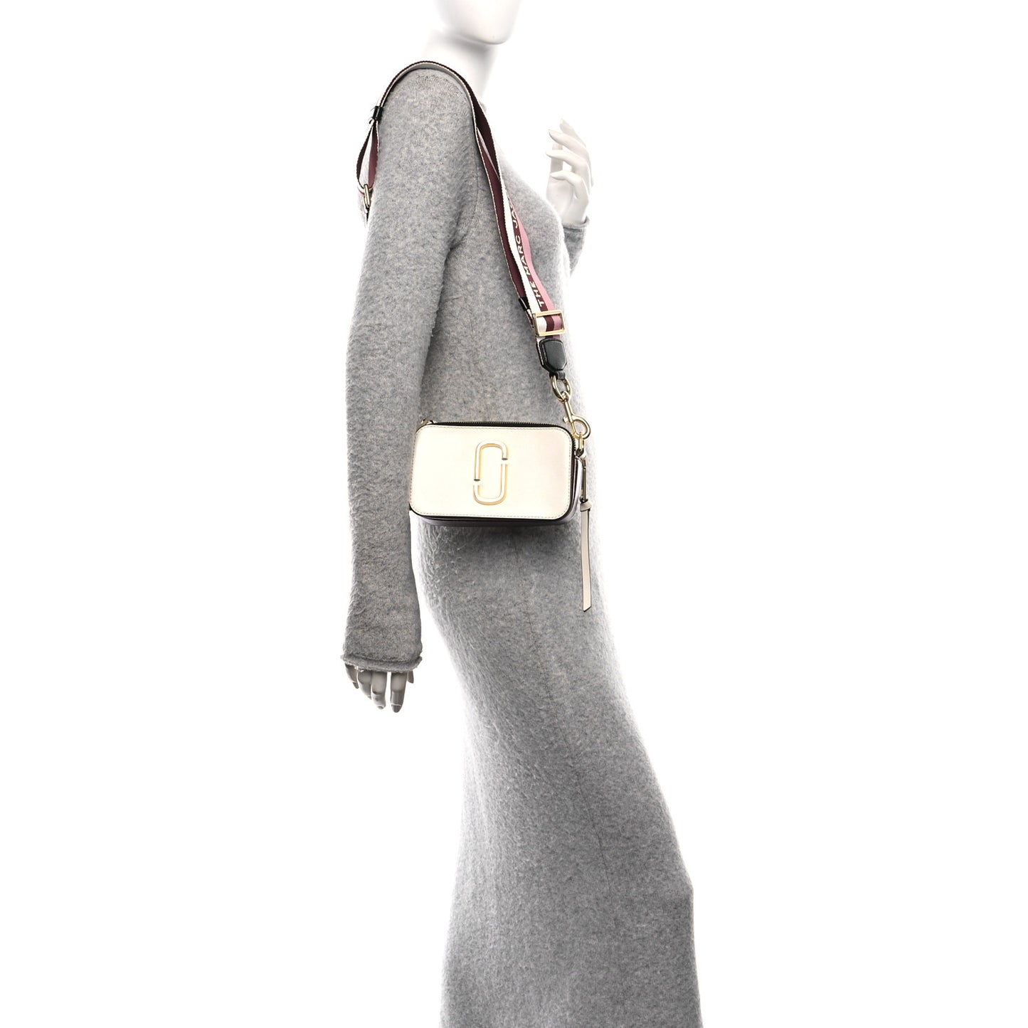 Saffiano Small Snapshot Camera Bag White Pink